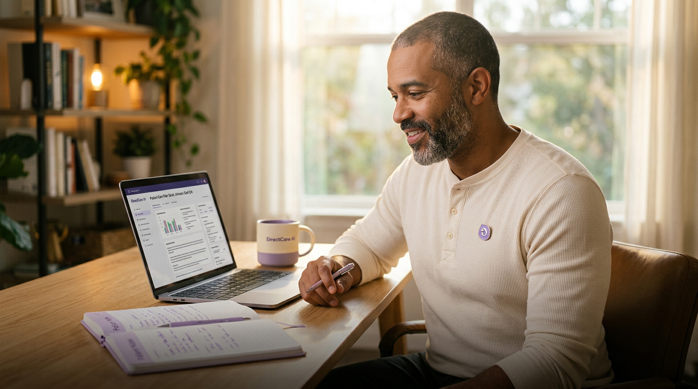 A DirectCare AI Care Coach reviewing a personalized Care Plan with a patient